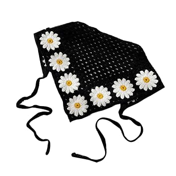 FZBNSRKO Crochet Bandana Head, 1 Pack - Hair Scarf, Knitted Hair Kerchief Tie Headwrap for Women Girls, Black