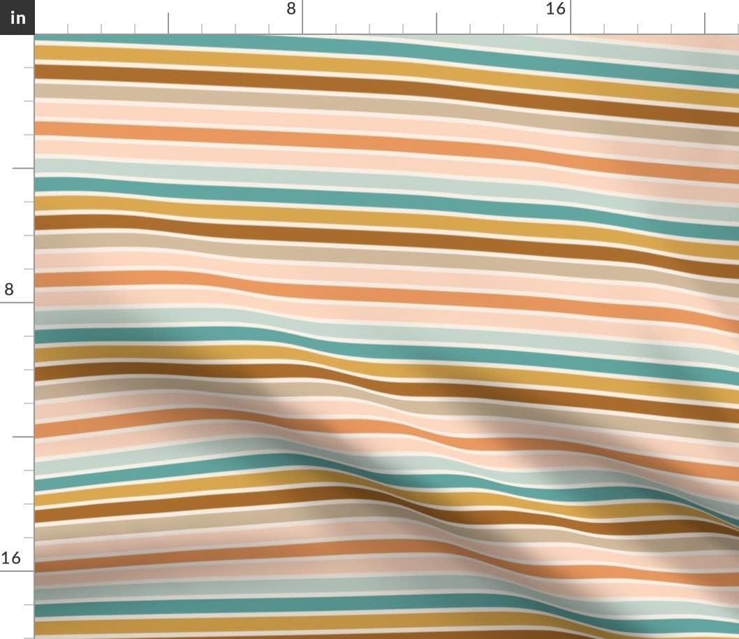 Spoonflower Fabric - Boho Rainbow Stripes Retro Fruit Summer Beach Printed on Petal Signature Cotton Fabric Fat Quarter - Sewing Quilting Apparel Crafts Decor