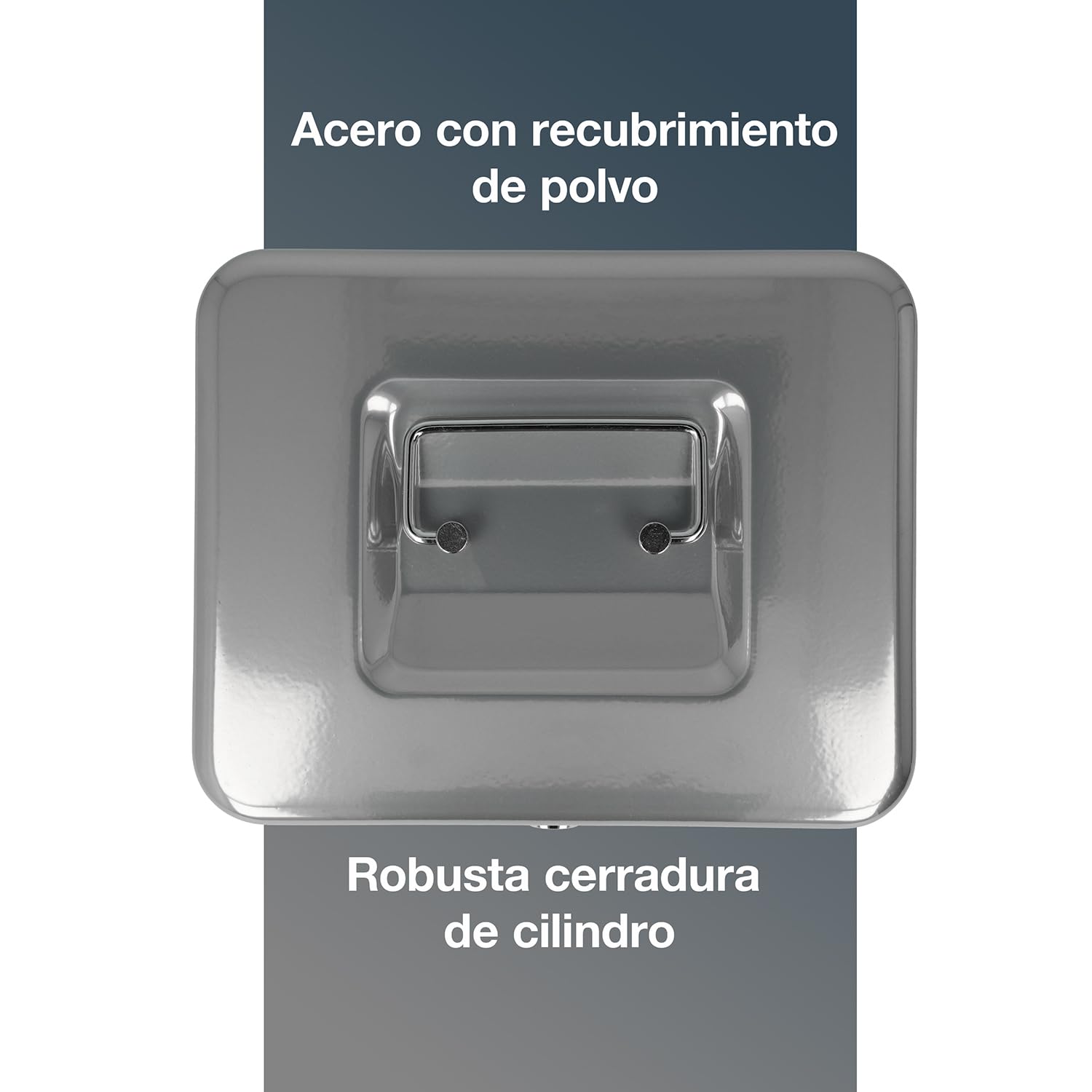 Westcott Caja de efectivo con cerradura (20 cm) plata | Caja con cerradura de chapa de acero con 2 llaves | Inserto extraíble para monedas con 3 compartimentos | E-51001 SILVER