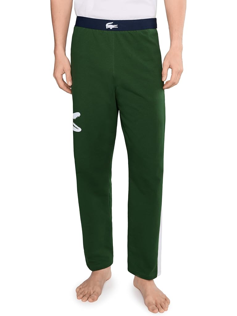 Green Lacoste Printed Fleece Loungewear Pants