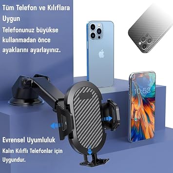 Araç Telefon Tutucu – Infomax® 360° Dönebilir Vantuzlu, Şok Emici, Tek Tuşla Sabitleme, Ultra Güçlü Vakum, 4.7”–7” Telefonlar için Uyumlu