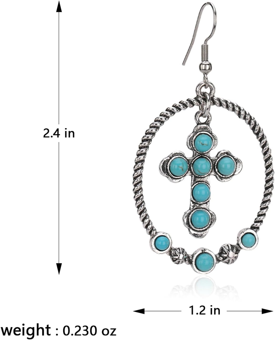 Rustic Couture's Western Turquiose Earrings for Women Cowgirl Country Dangling Concho Western Jewelry - Image 2