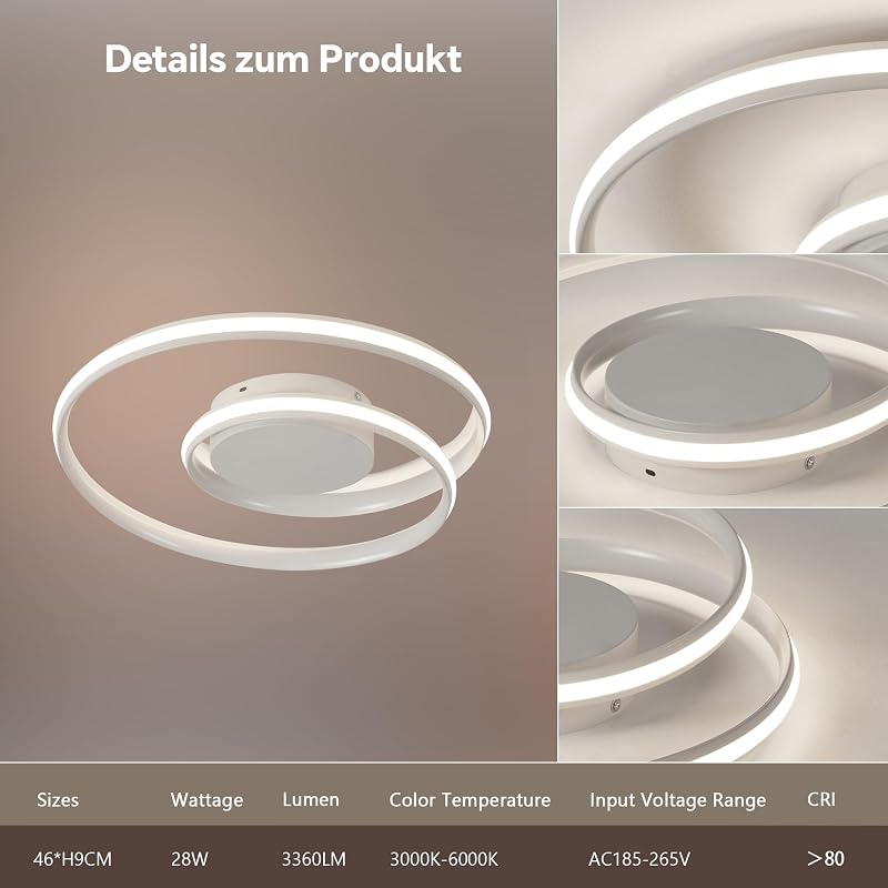 BAYHT Okos Mennyezeti Lámpa Távirányítóval - 28W LED, 48cm, HomeKit, Alexa, Google Kompatibilis, Fényerő és Színhőmérséklet Szabályozás, Nap