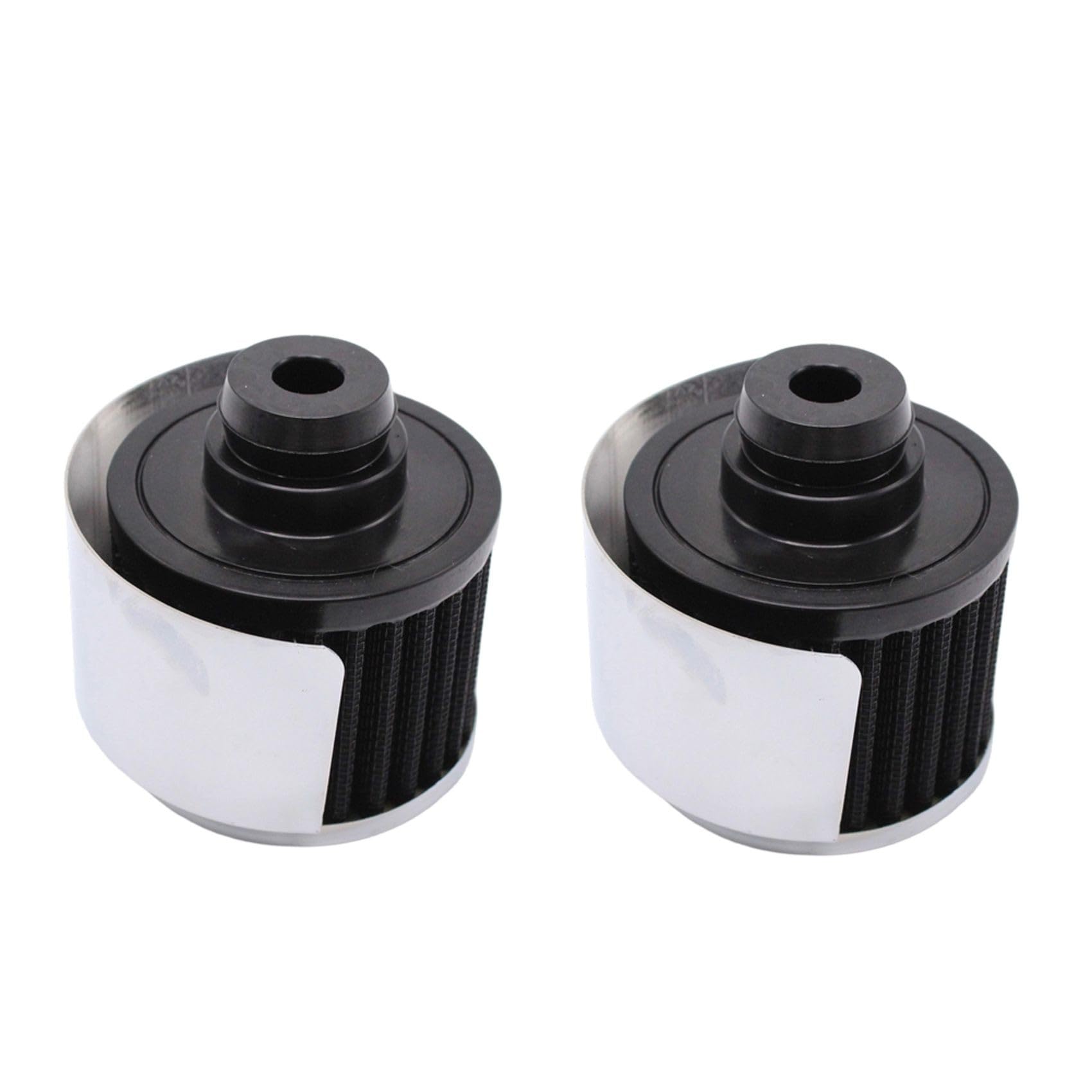 Jnchdghwa Black&Silver Plating Valve Cover Breather With Hood Push-In Styl Filter Elements 2Pcs 9516Blk Black+ Chrome Washable For 1 1/4" Holes