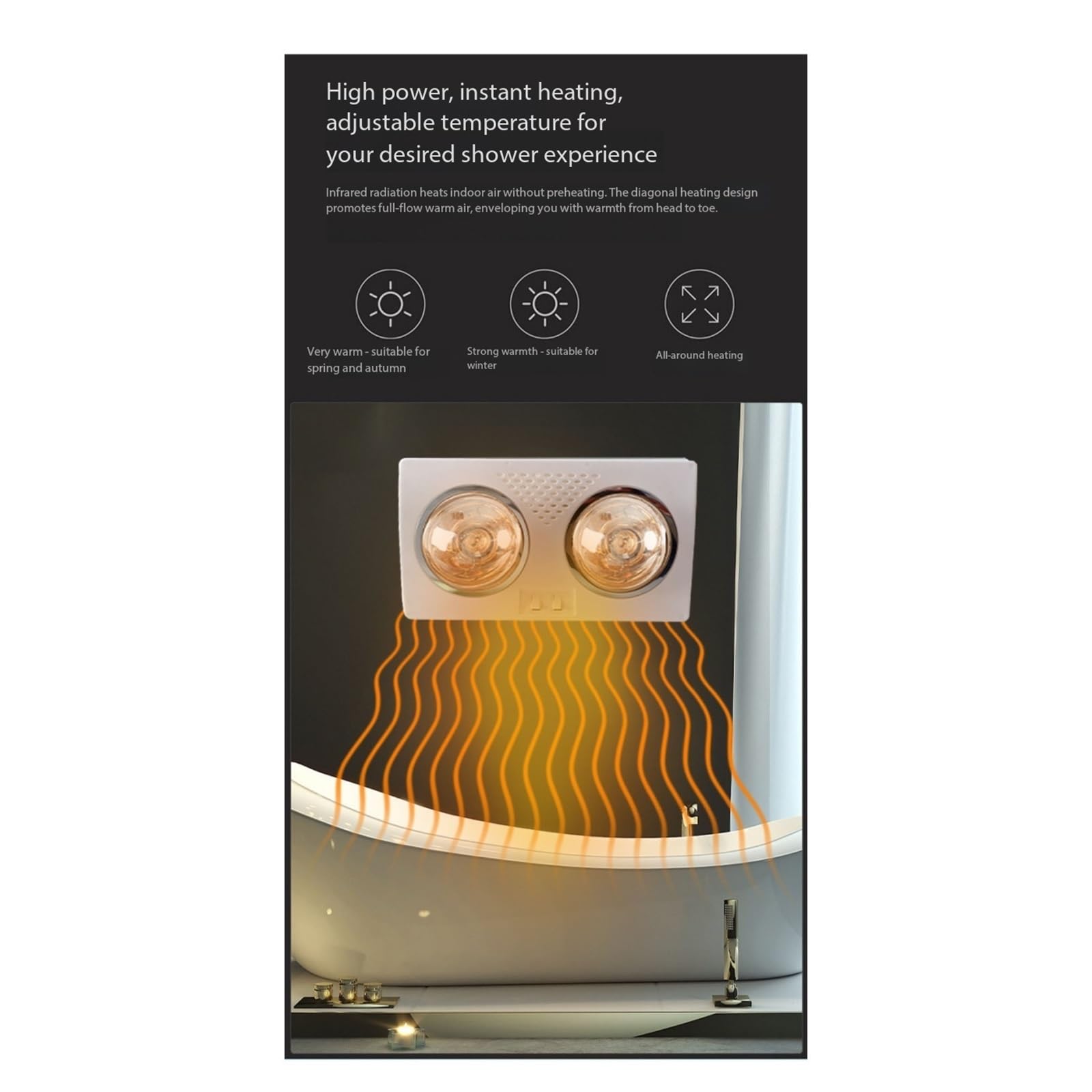 Compact Lighting Equipment for Wall Mounted Bathroom Heaters, Small Bathrooms, and Toilets Oficinas