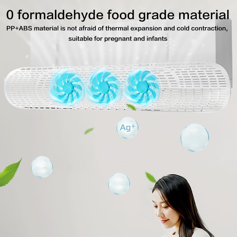 Retractable Bedroom Air Conditioner Windshield, Anti-Direct Air Conditioning Air Outlet Baffle with Fan, Wall-Mounted Uniersal,Yellow (Blue)