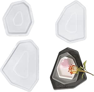Zyluniy Lot De 3 Moules En Silicone Avec Bord Polygone Dessous De Verre Plateau En Résine