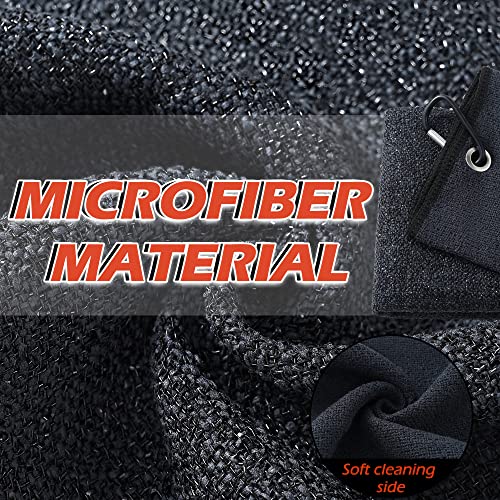 Mile High Life | Tri-Fold Microfiber Golf Towel | Innovative Dual Side Design W/Dirt Scrub Side And Soft Cleaning Side | Light Weight | Excellent Water Absorbance (Black) #TOP3