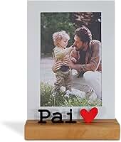 Porta Retrato 10X15cm Pai, Moldura Decorativa em Metal e Madeira - GEGUTON