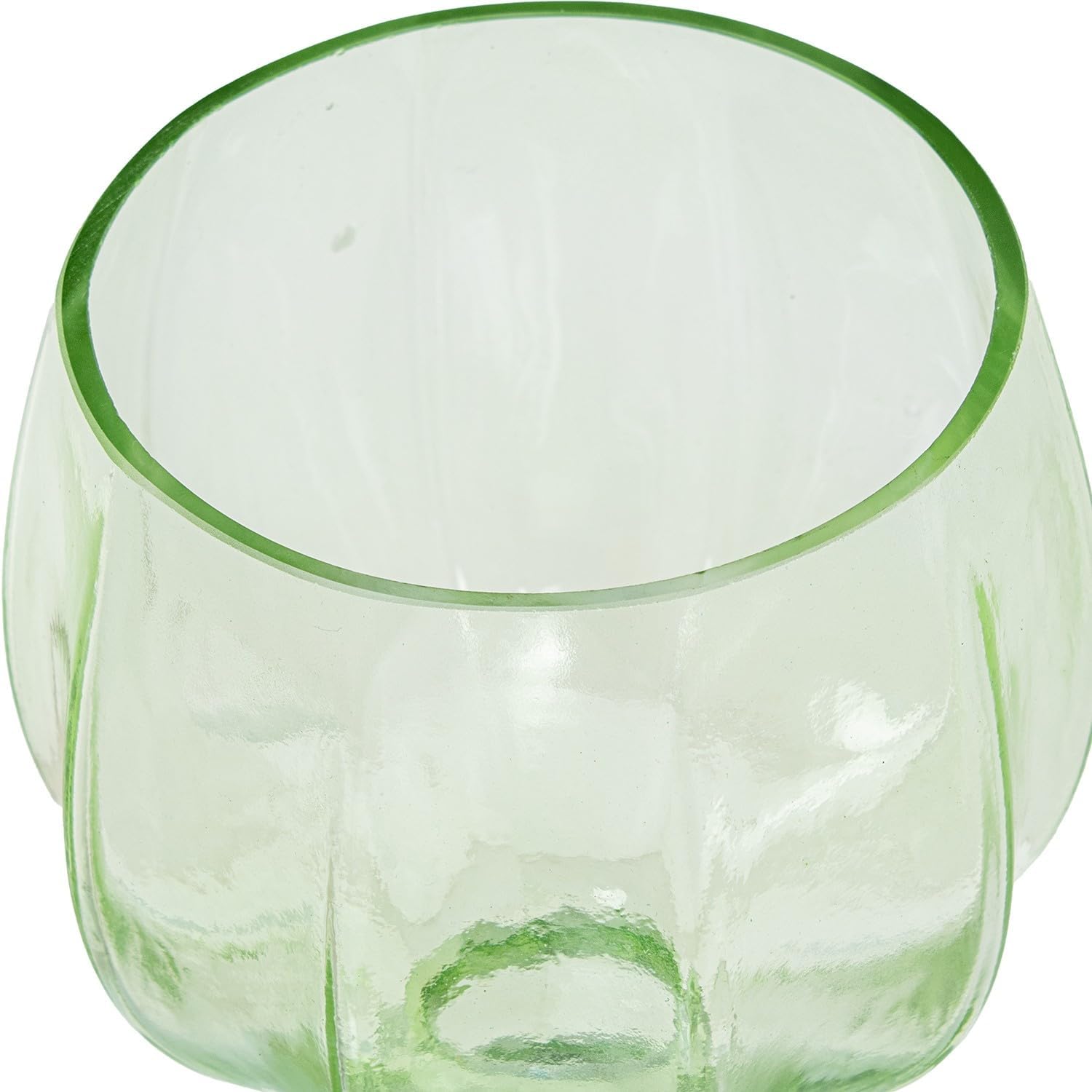 DRW Set of 3 decorative glass glasses in blue-green and transparent 13x13x30 cm