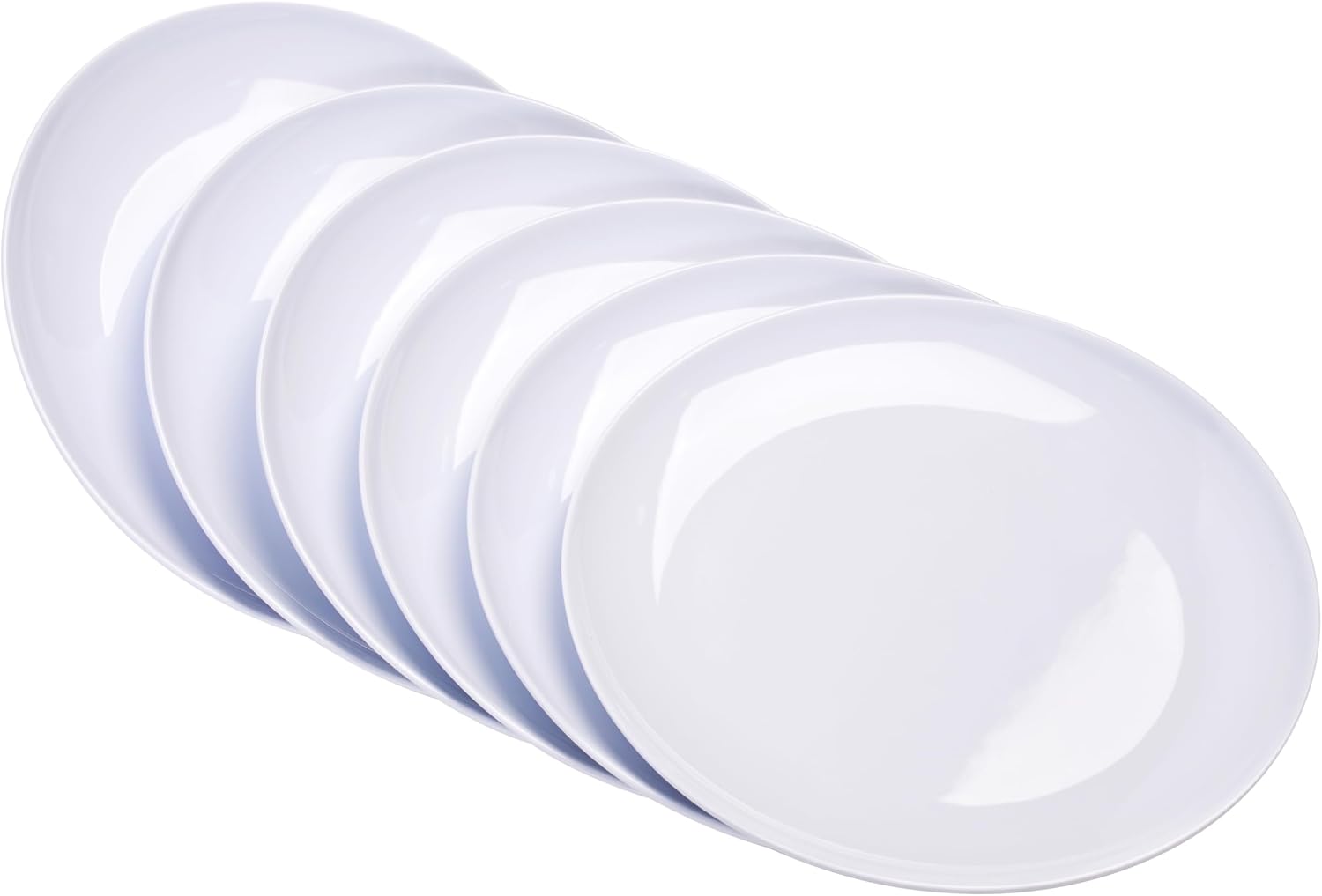 6-Piece 11-inch Melamine Plates，White Dinner Dishes Sets of 6