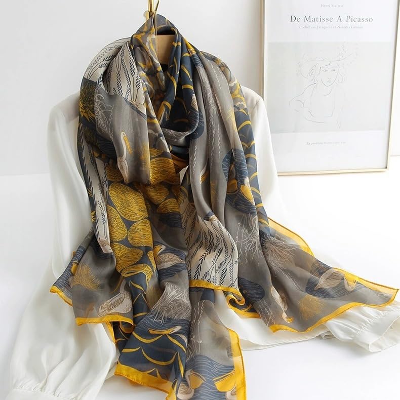 Pañuelo de seda 100% natural mujer morera estampado cuadrado de 90x90 2