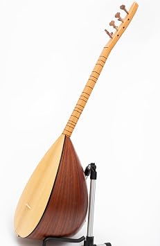 Short Neck Saz Baglama with Special Mahogany & Built-in Pickup, Rosewood pegs Hand Made instrument With picks and extra strings set