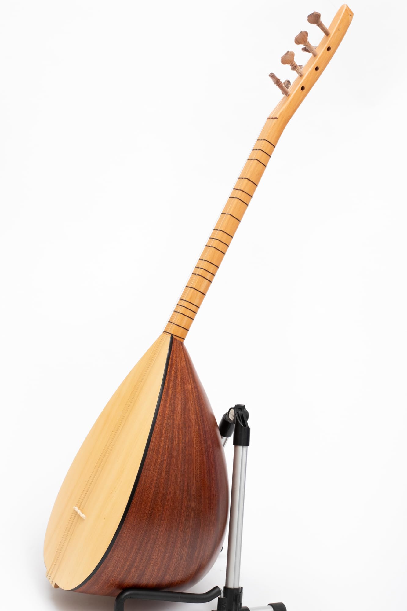 Short Neck Saz Baglama with Special Mahogany & Built-in Pickup, Rosewood pegs Hand Made instrument With picks and extra strings set