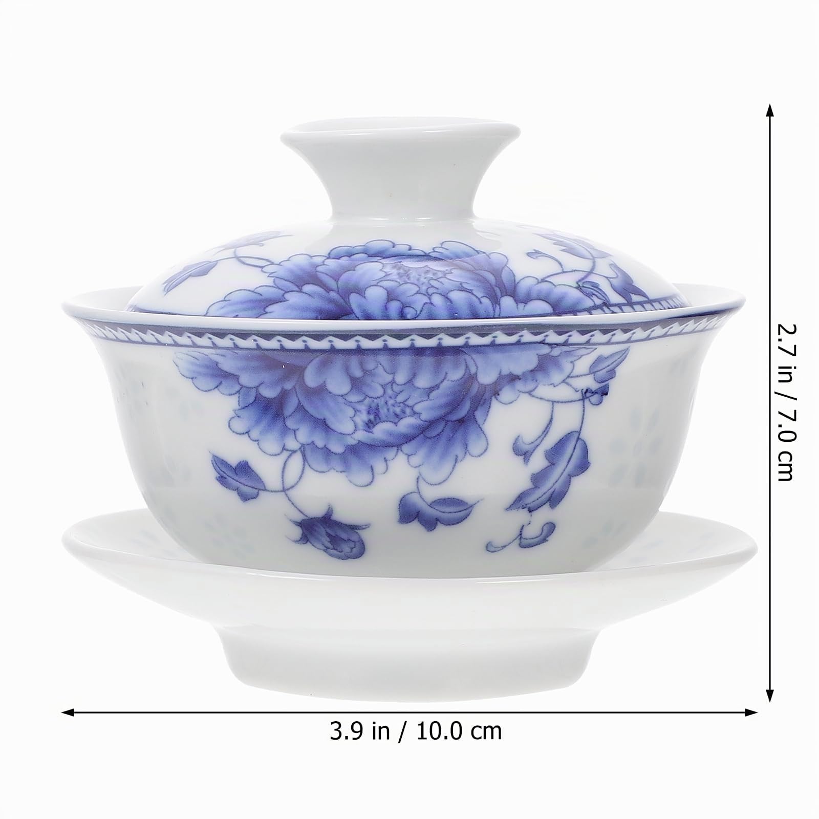 MAGICLULU Traditionelle Chinesische Teetasse Mit Deckel Aus Keramik 3.54X3.54X5.51 Zoll Vintage Teeschale Für Zuhause Umweltfreundliche Teetasse Mit Sieb Für Küche Und Alltag