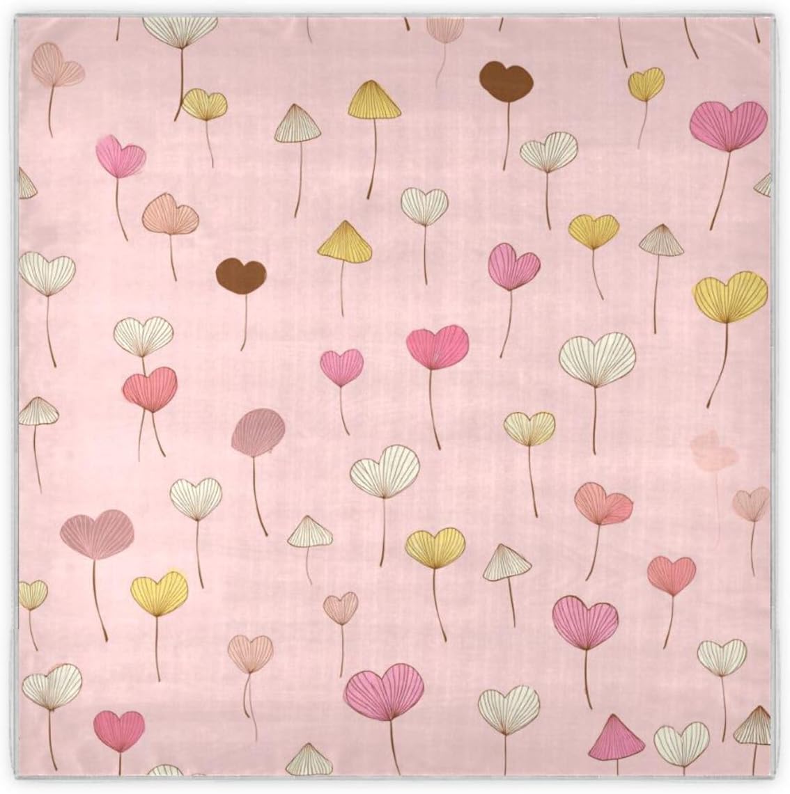 Japanese -e Style Mushroom Hearts Pink Square silk head hair scarf silk neck scarf cute head for women sleeping for winter bufanda para mujer elegante
