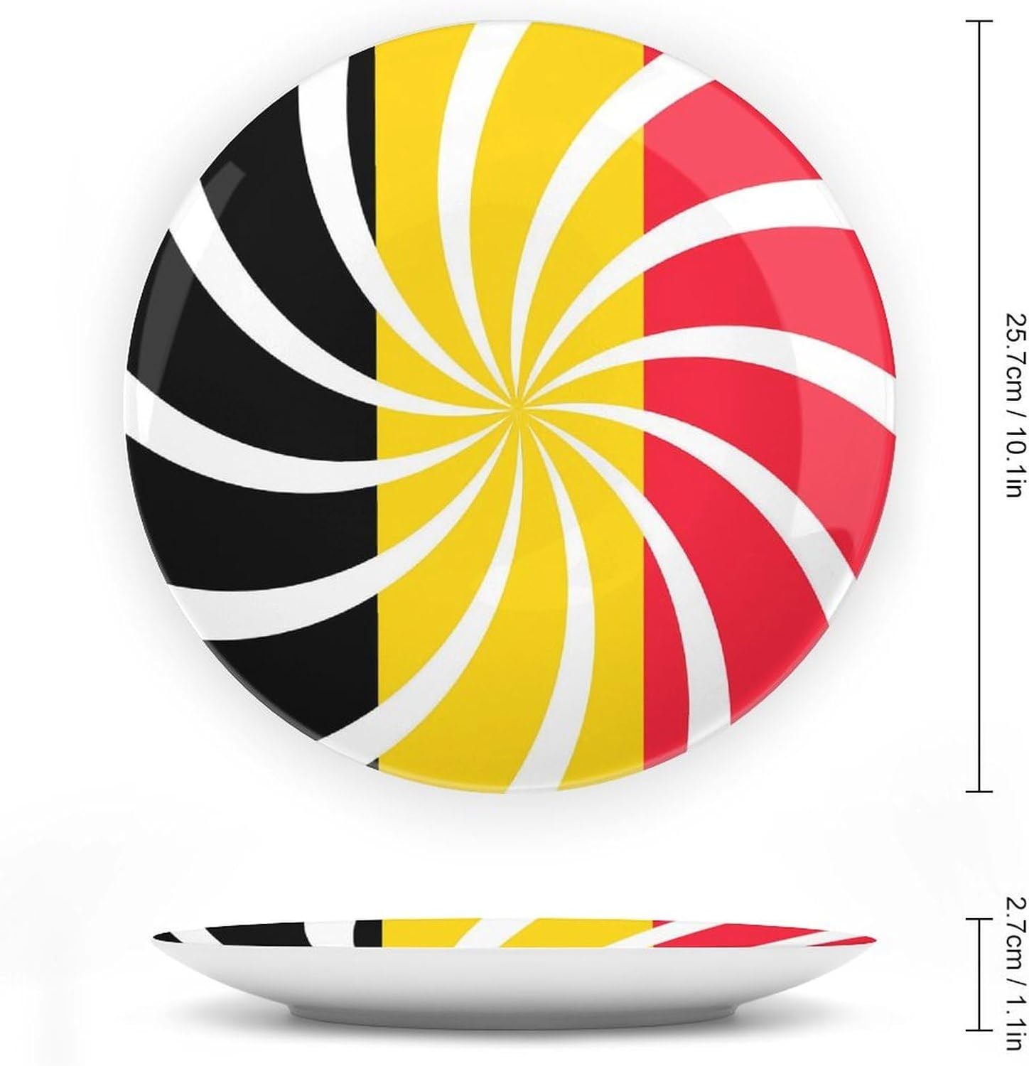 Swirl Belgium Belgian Flag Decorative Plates for Display Ceramic Plate Tray with Stand Hanger Home Decor