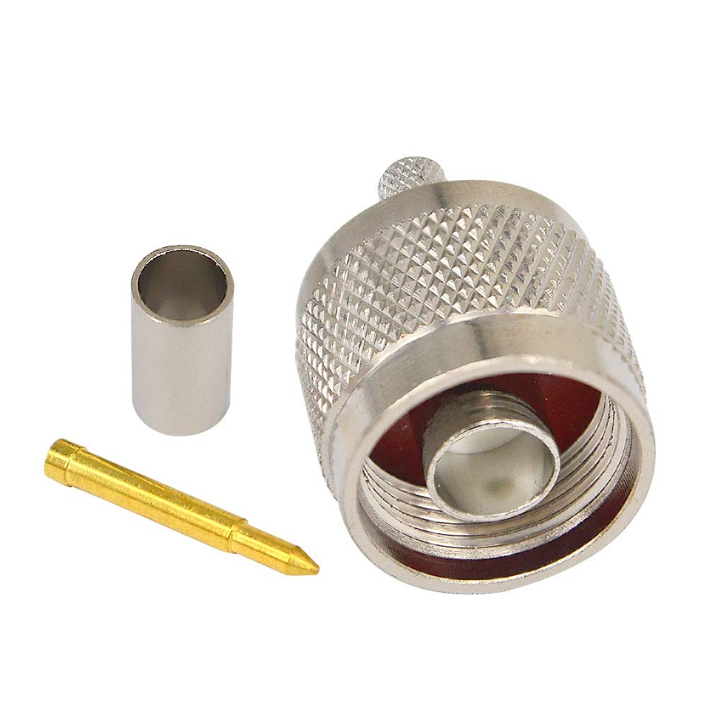 onelinkmore N Male Plug Crimp RG58 RG142 LMR195 RG400 Cable RF Coaxial Connector Pack of 10