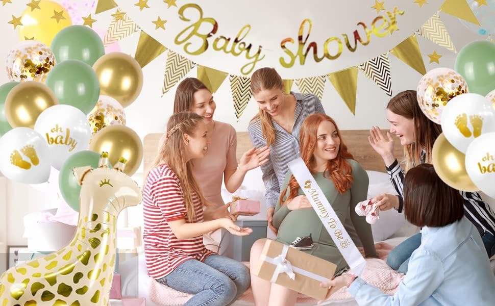 Baby Shower Decorations for Boy Girl, 16 Baby Boy Shower Balloons Set, Its a Boy Banner, Mummy to Be Sash, Gold Baby Shower Foil Balloon Banner for Gender Reveal Party