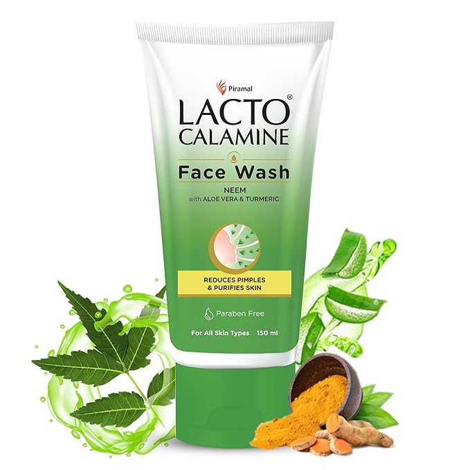 Lacto Calamine Neem Face Wash With Aloe Vera & Turmeric | 150ml | Niacinamide & Salicylic Acid Face Wash | Facewash Reduces Pimples, Purifies Skin & Oil Control | For All Skin Types