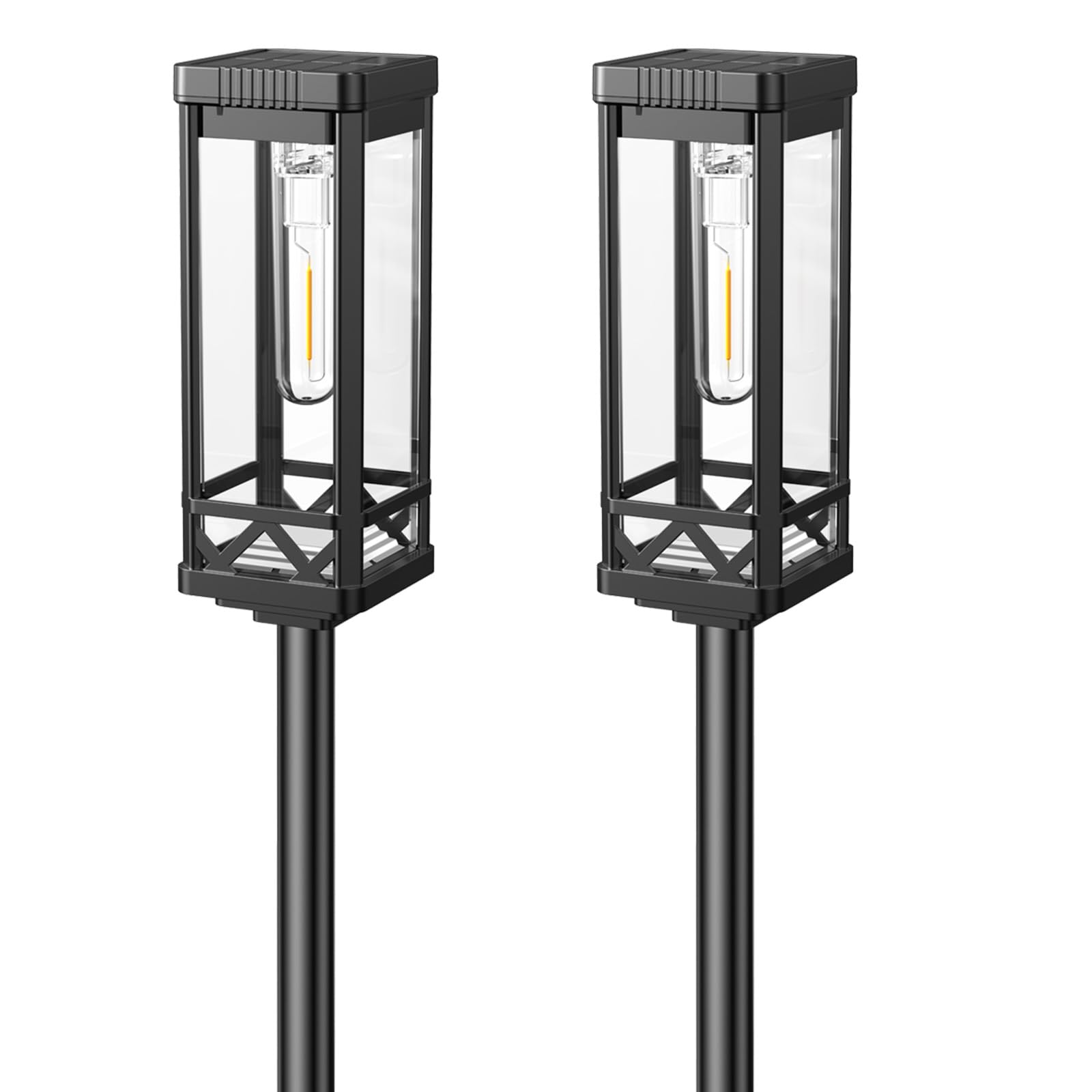 BUCASA Groß Solarlampen für Außen Garten 2 Stück, Superhell Solarleuchten für Außen mit 1000mAh Batterie, 15Std. Beleuchtung IP65 Wasserdicht Solar Gartenleuchten für Rasen Hof Balkon Gehweg Deko Beleuchtung