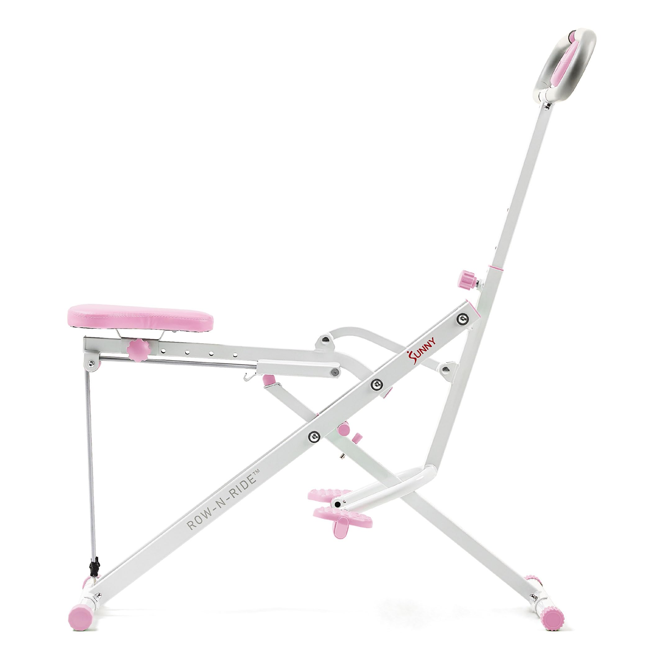 Sunny Health & Fitness Row-N-Ride Squat Trainer, Máquina de Sentadillas Plegable con Resistencia Ajustable, Equipo de Entrenamiento para Brazos, Glúteos y Piernas en Casa