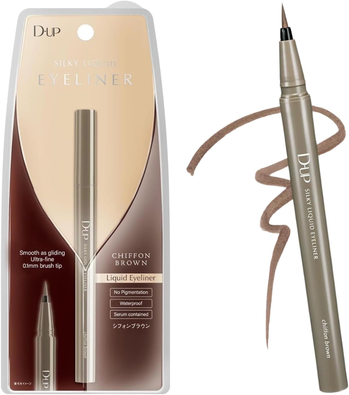 Silky Liquid Eyeliner WP – Chiffon Brown – Waterproof Long-Lasting Precision Brush – Made in Japan
