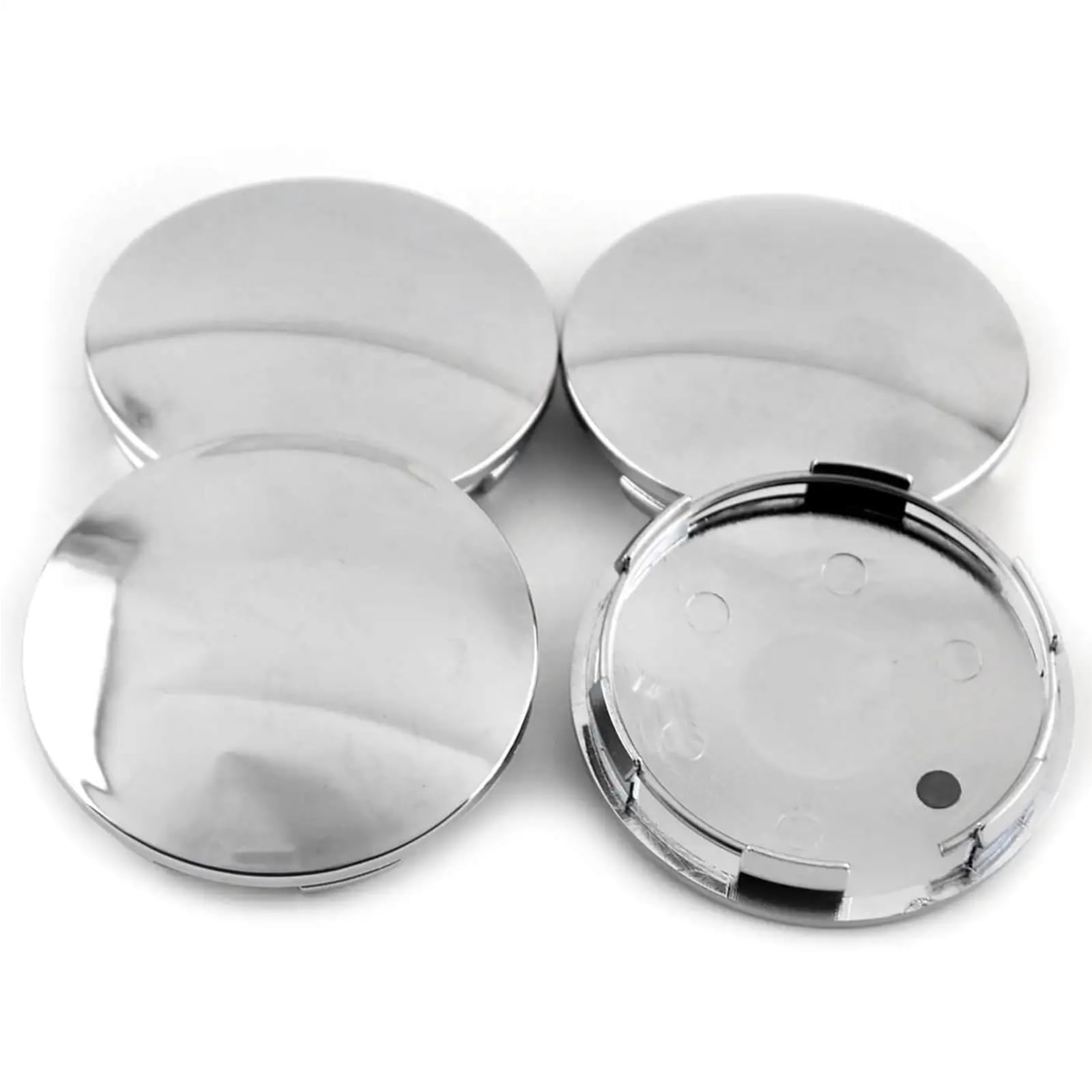 Lot de 4 Cache-moyeux Roue chromés Lisses 68 mm, compatibles avec Les Jantes Voiture, en Plastique ABS, Cache-poussière, Accessoires extérieurs