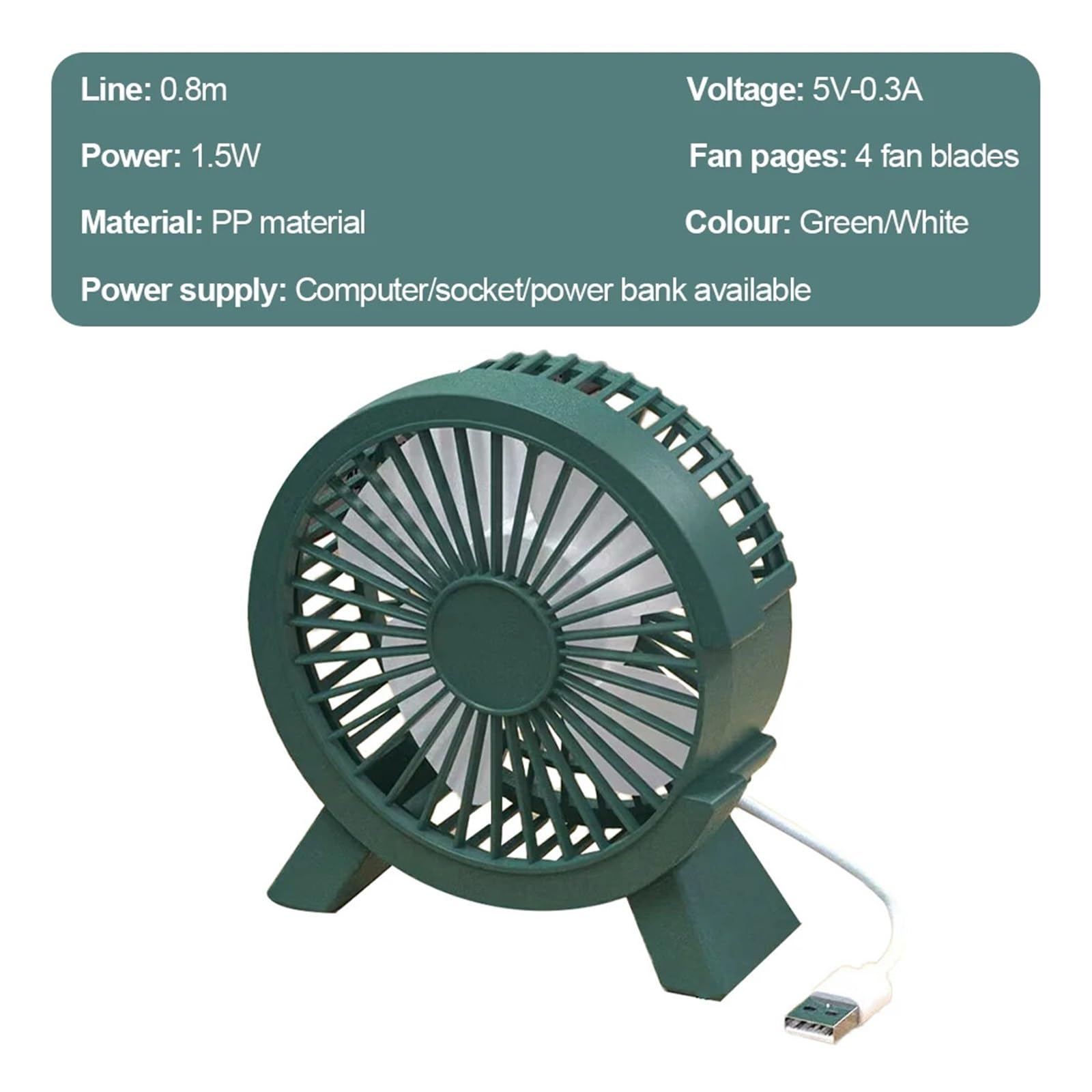 Feng Shui, Ventilatore Portatile Ventilatore Elettrico Portatile da 4 Pollici Ingresso USB Ventilatore da Tavolo Mini Ventilatore da Tavolo Raffreddatore d'Aria Muto Estivo Connessione PC per casa