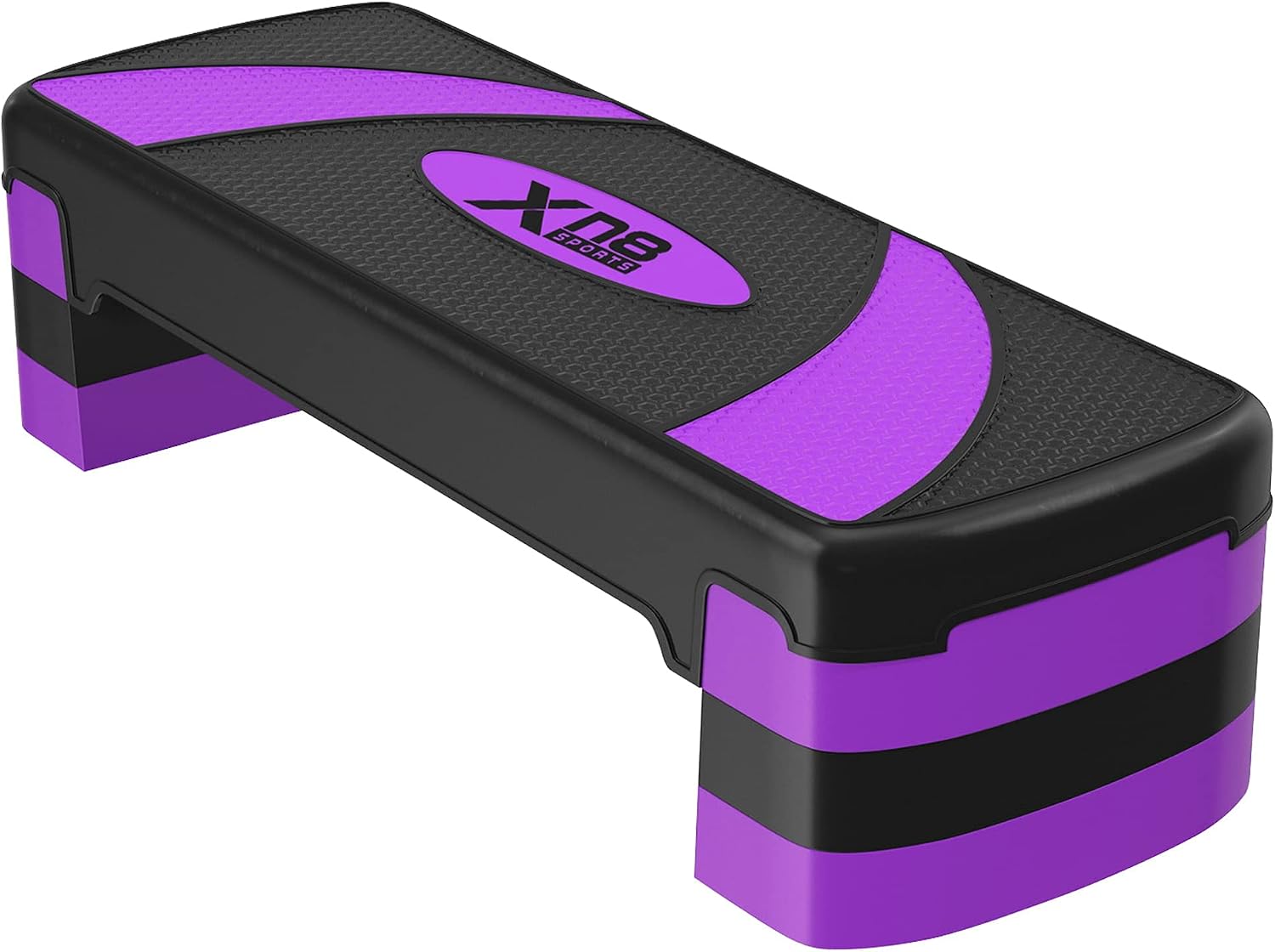 XN8 Aerobic Stepper for Exercise 3 Levels Adjustable Height 4" 6" & 8" Inch Exercise Step Platform Non Slip Step Board for Workout Home Gym Cardio Strength & Training | 31" Length x 12" Width (Inches)