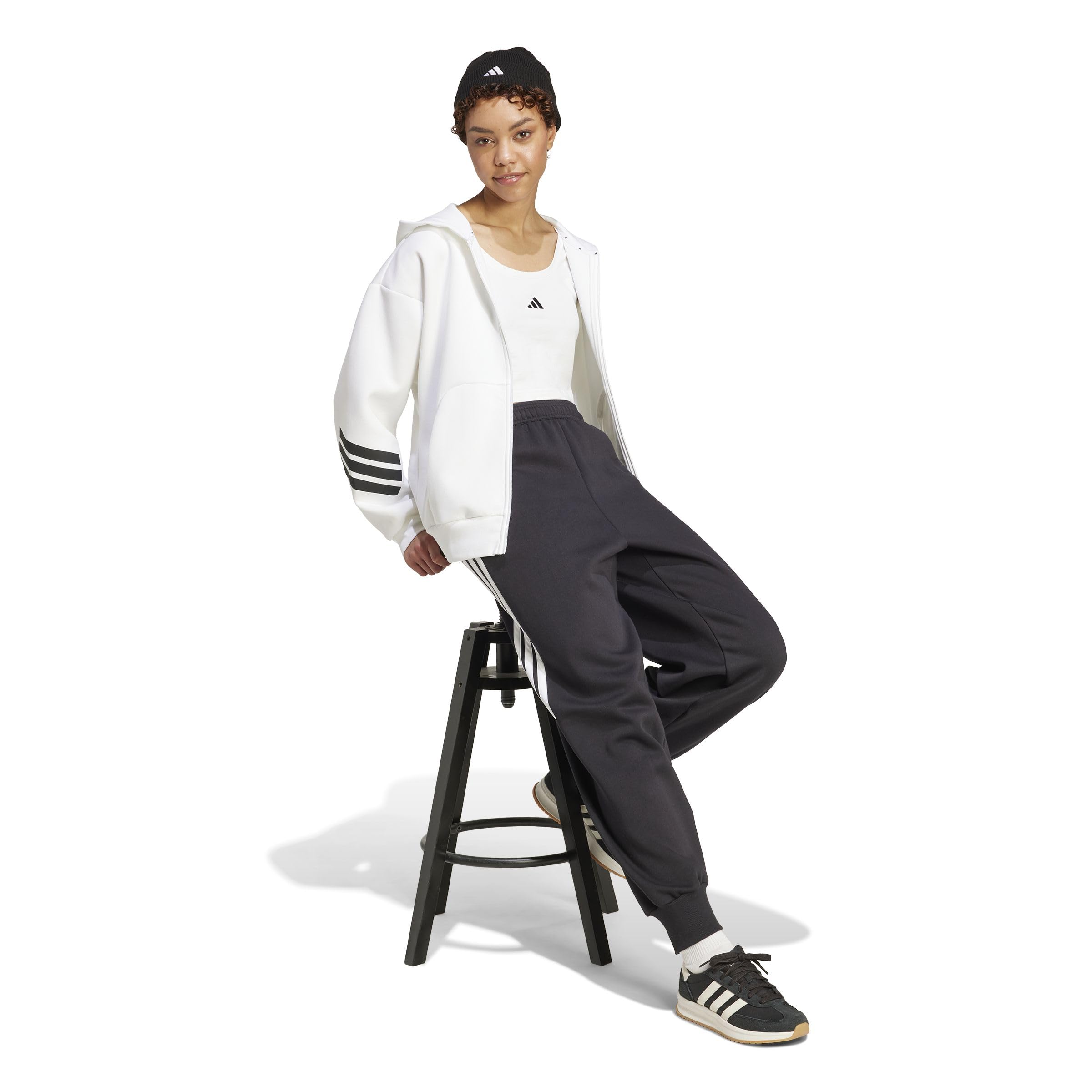 adidas dames FUTURE ICONS THREE STRIPES FULL ZIP HOODIE, white, XXS
