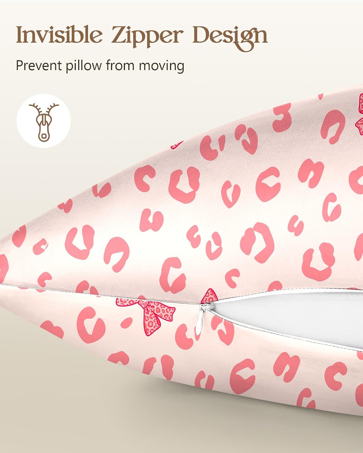 Miss Adola 2 Pack Silk Pillowcases, Standard Size, Girly Leopard Bow
