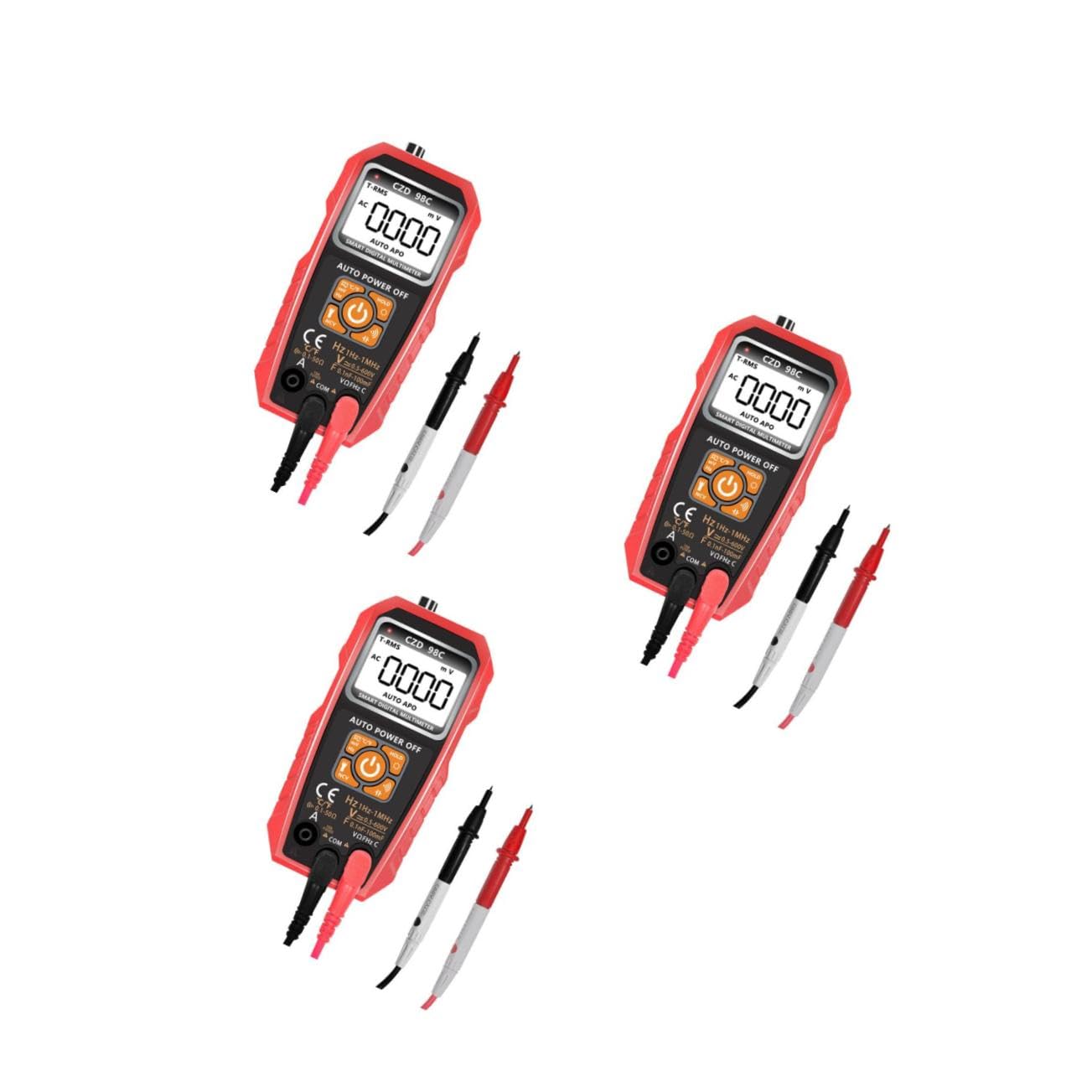 STOBOK 3pcs Digital Multimeter Large LCD Screen Auto Ranging Ohm Tester Portable Voltage for Home Electrical Circuits and Technicians Lightweight and Design