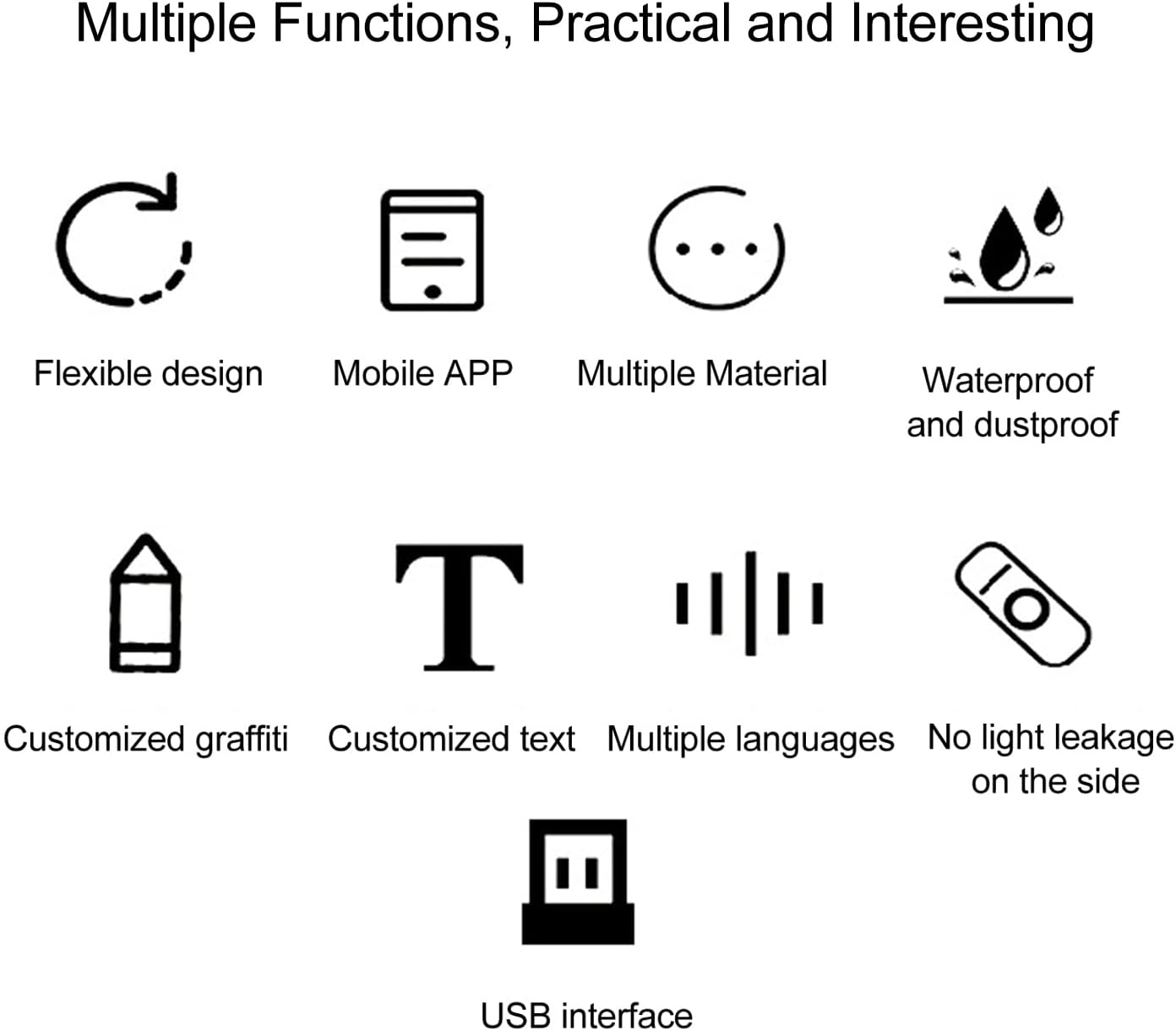 Large Programmable LED Display, USB 5V Safe Flexible LED