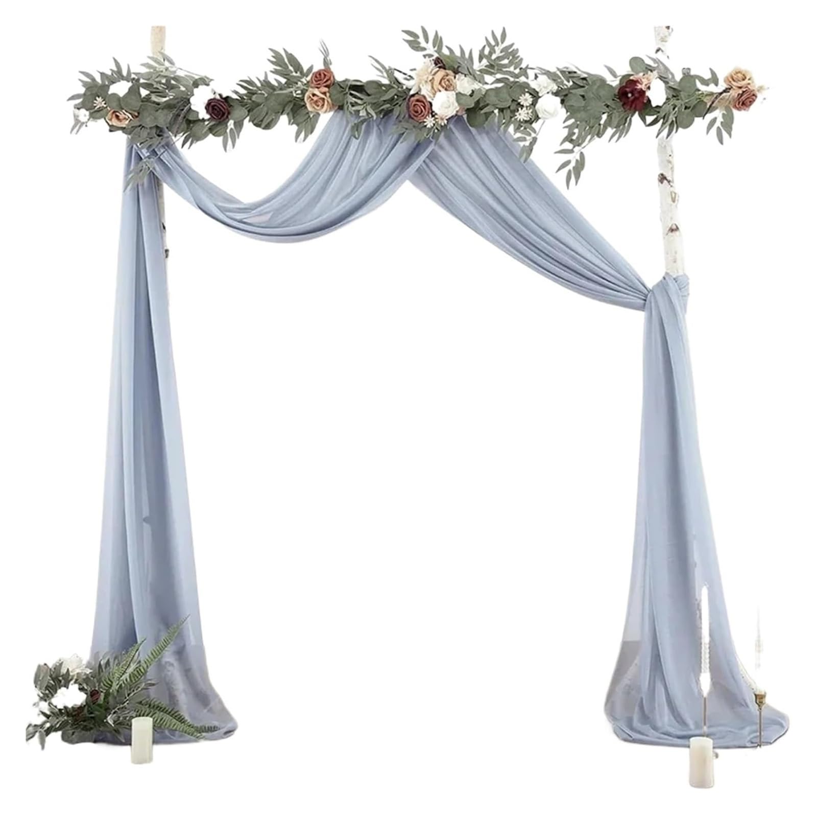 Dekoracje ślubne z zasłon, Łuk ślubny Zasłony Szyfon Wielokolorowy 70x(600-1000) CM Dekoracja zasłon w tle(Grey,70x600CM)