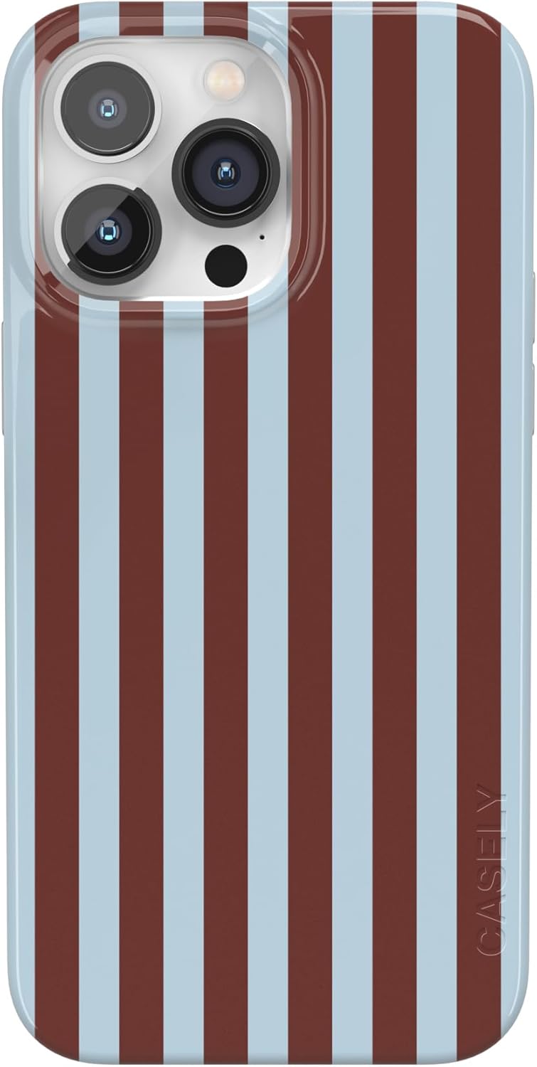 Casely iPhone 14 Pro Case | Sunday in Brooklyn | Blue Stripes | Compatible with MagSafe | Classic Ultra Slim Design