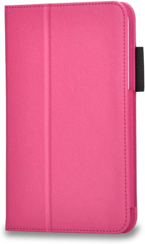 SHEROX Galaxy Tab 3 Lite 7.0 / Galaxy Tab E Lite 7.0 Case Premium Folio Leather Case for Samsung Galaxy Tab 3 Lite 7.0 / Galaxy Tab E Lite 7.0 Inch Tablet, with Stylus Touch Pen (Hot Pink)