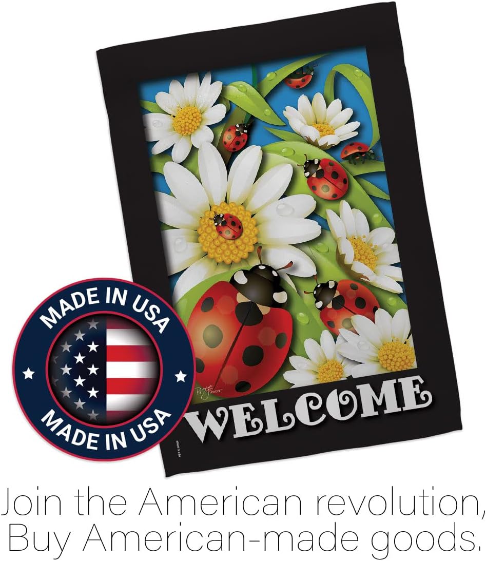 Breeze Decor G154068 Ladybug Heaven Garden Friends Bugs & Frogs Impressions Decorative Vertical Garden Flag 13" x 18.5" Printed in USA Multi-Color