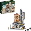 PANTASY Retro Motorcycle Diner & Bar Construction Kit - Modular Street Corner Architecture Kit with Interactive Doors Hinged Walls 4 Motorcycles Collectors Model for Display & Play for Adults
