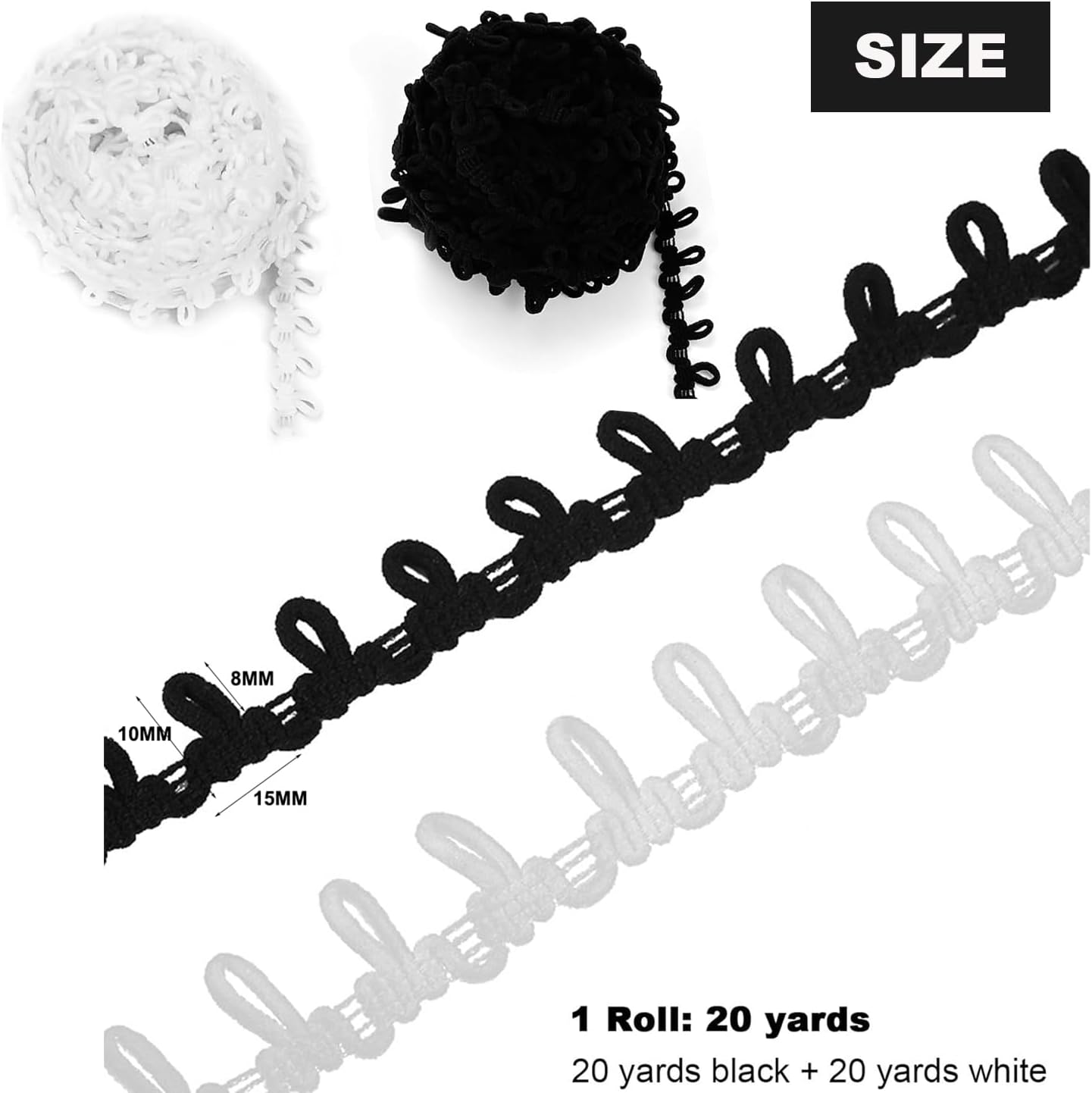 2 Rolls 18m, 20yd Elastic Edge with Elastic Cord Elastic Cord with Eyelet Ribbon with Eyelets Crochet Cord Ribbon for Sewing Wedding Decorations and Gift Wrapping