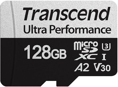 Transcend 340S 128GB Ultra Performance UHS-I U3 V30 A2 Class 10 Micro SD Memory Card with SD Adaptor