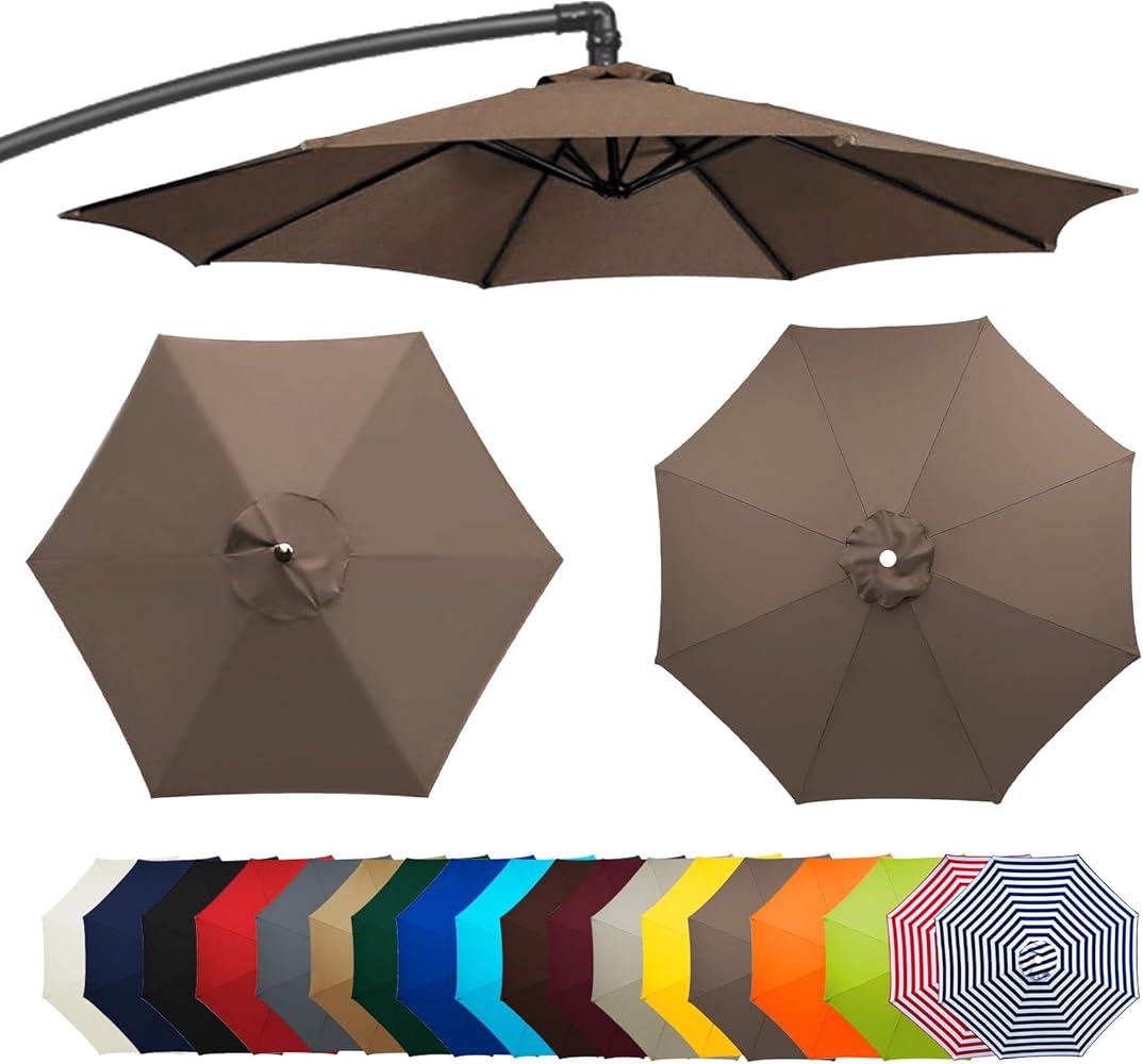 Copertura Di Ricambio Per Ombrellone, 8 Stecche, 3 M, Impermeabile, Anti-UV, Tessuto Di Ricambio Cachi 86325094