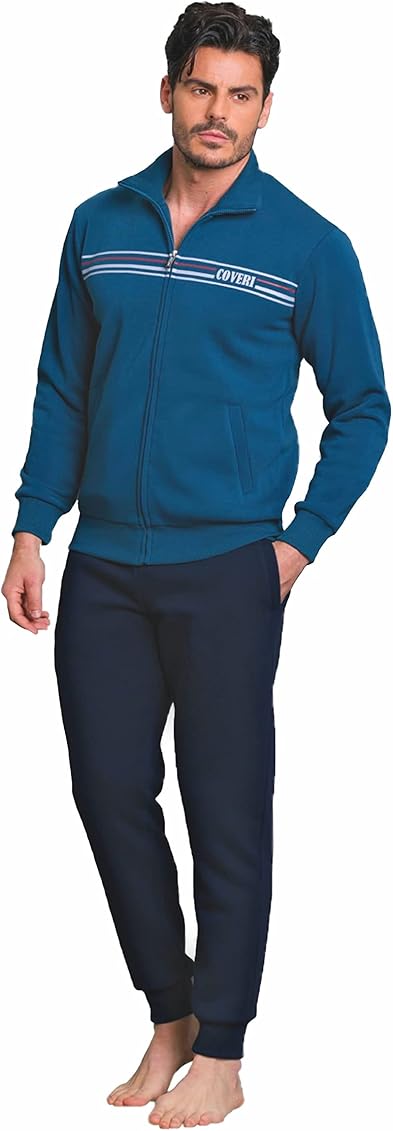 Enrico coveri tuta sportiva invernale per uomo in felpa garzata