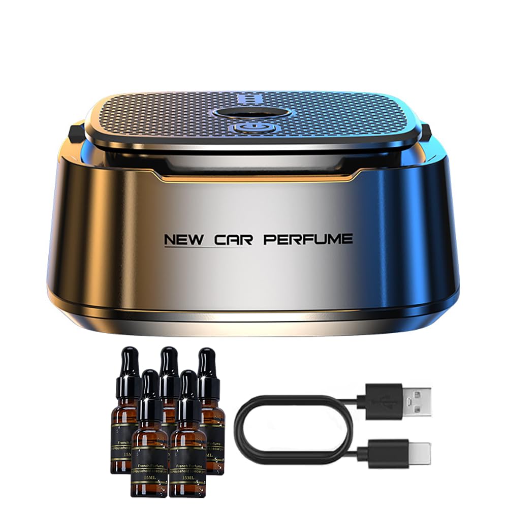 Ambientadores inteligentes para coche, 3 modos ajustables, aromaterapia inteligente para coche, difusor recargable por USB (5 aceites esenciales de 15 ml, diferentes olores/por botella)