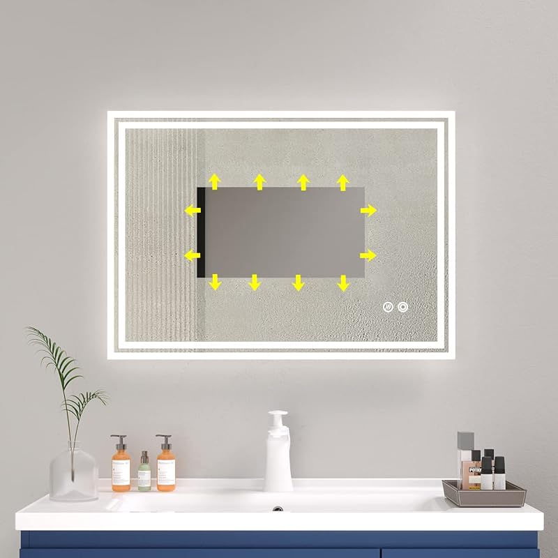 Plumbsys LED Fürdőszobai Tükör 70x50 cm - 3 Színhőmérsékletű Világítás, Páramentesítő Funkcióval, Érintőkapcsolós, IP54 Vízálló