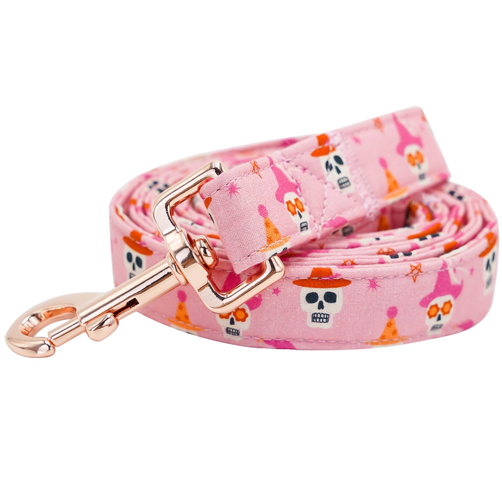 Elegant little tail Dog Leash, Halloween Pet Leashes Skull Print Female or Male Durable Cotton Leash Soft Handle Pet Puppy Leashes for Small Medium Large Dogs — image 1