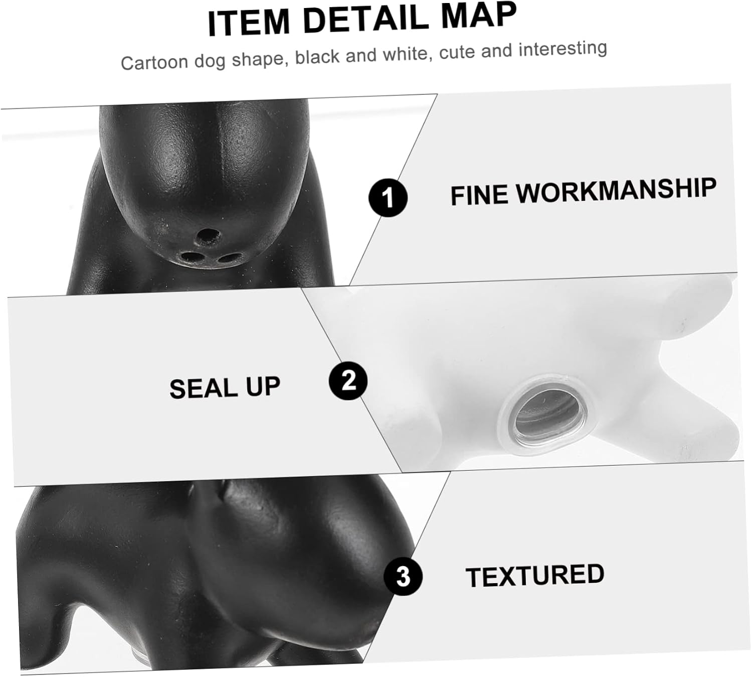 2pcs Dog-Shaped Ceramic Black and White Seasoning Jars for Kitchen Creative Spice Containers Lid for Home and Restaurant Use
