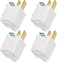 PLUGTUL 2 to 3 Prong Outlet Adapter, ETL Listed Polarized Grounded Converter, 4-Pack White for Home, Kitchen, Workshop
