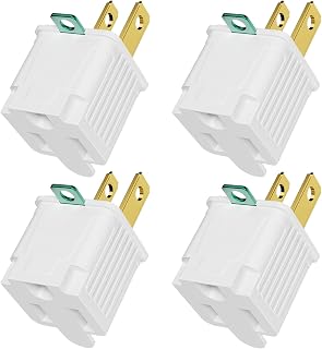 PLUGTUL 2 to 3 Prong Outlet Adapter, ETL Listed Polarized Grounded Converter, 4-Pack White for Home, Kitchen, Workshop