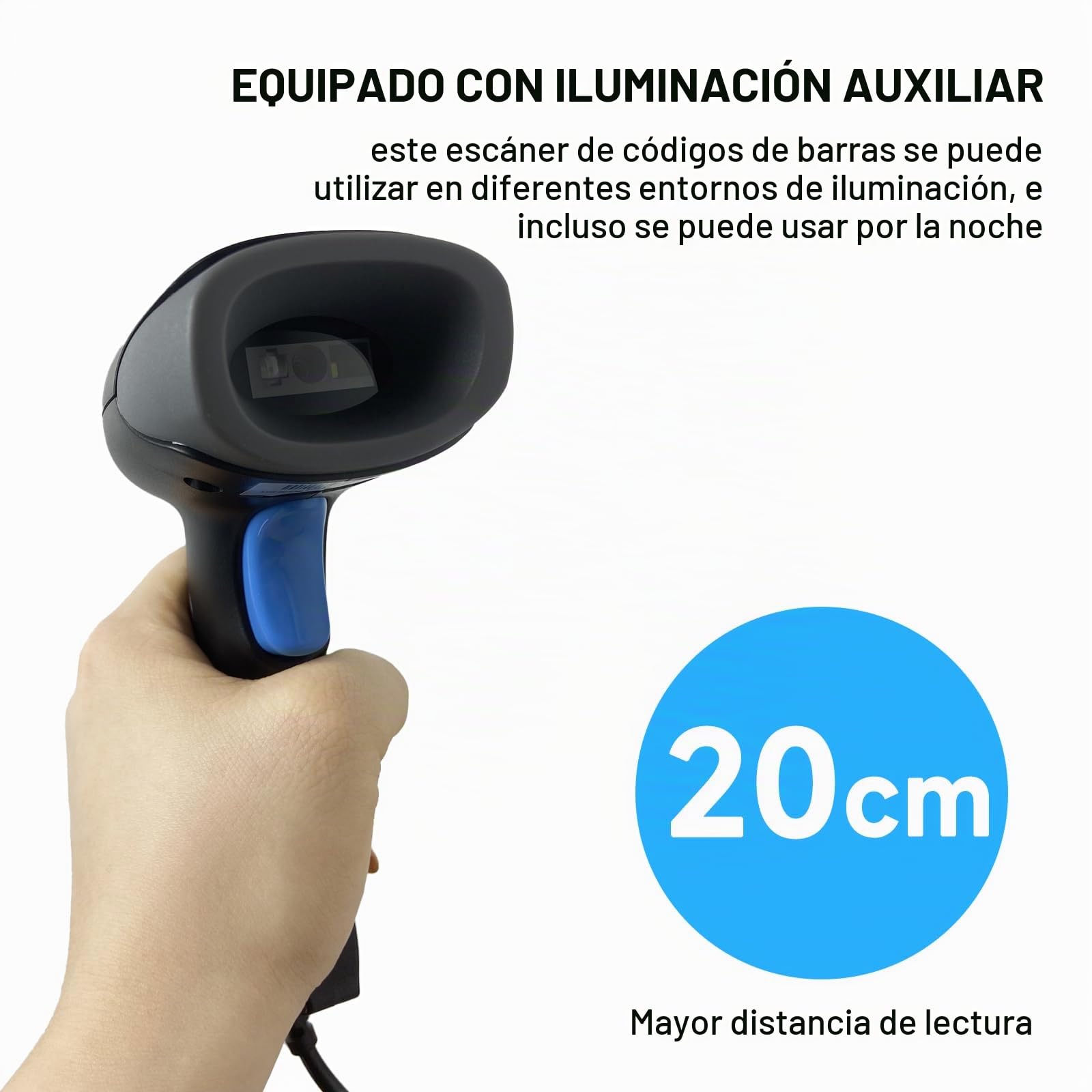 YANZEO S100 Escáner de código de Barras 2D con Cable, Handheld-USB Barcode Lector de códigos de Barras, escáner automático UPC PDF417 Data Matrix Lector de códigos de Barras para Tienda, supermercado